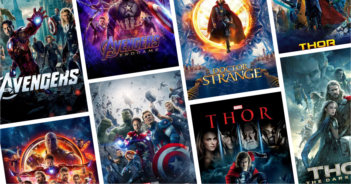 Collage of eight movies and TV series posters from 30 Chris Hemsworth Movies and Series to Watch: Action, fantasy, and thunderous blockbuster roles