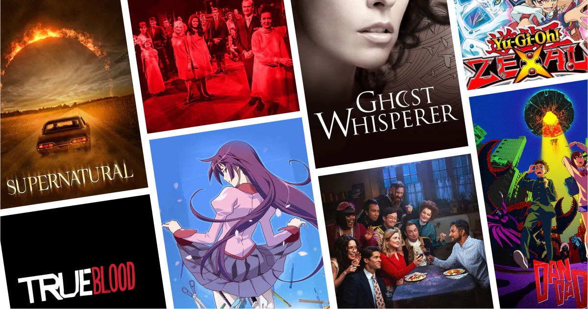 Collage of eight ghost series posters from 100 Ghost Series to Watch