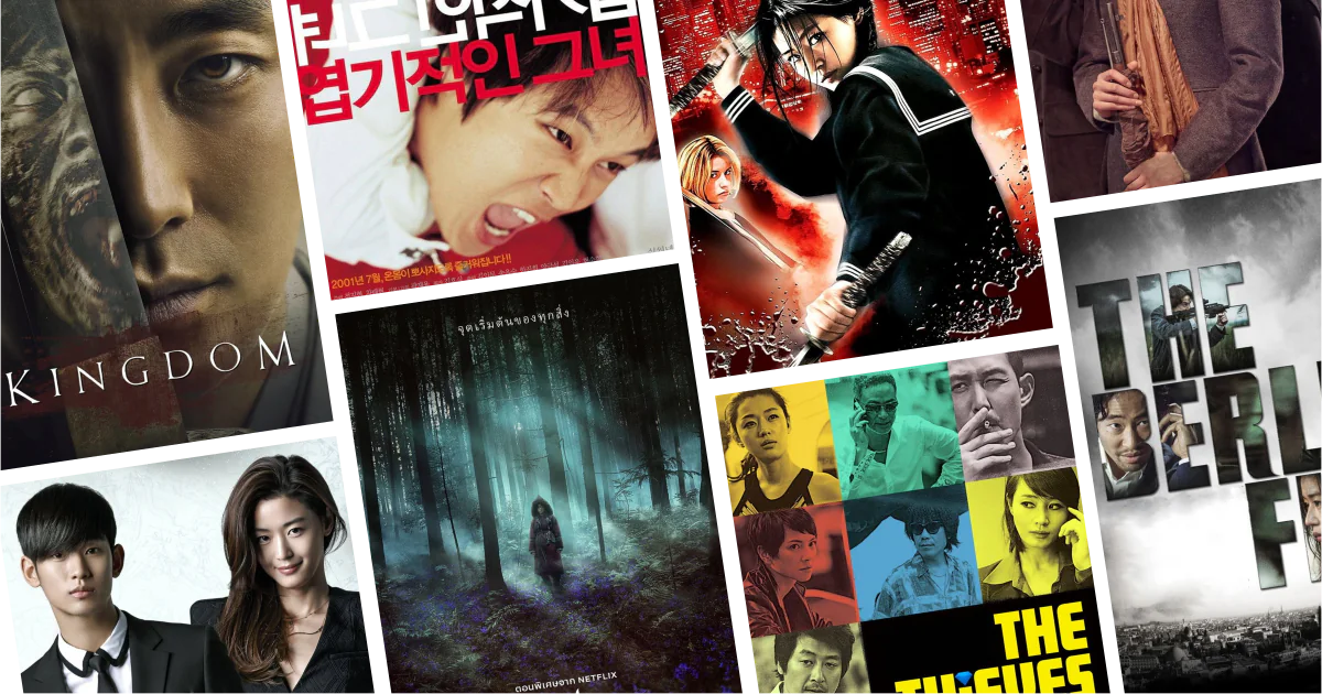 Collage of eight movies and TV series posters from 20 Jun Ji Hyun Movies and Series to Watch: From My Sassy Girl to iconic Korean series
