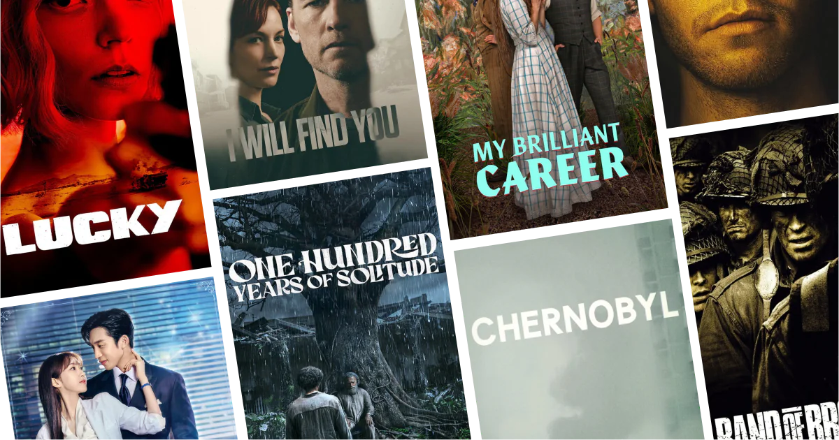 คอลลาจโปสเตอร์ซีรีส์ 8 เรื่องจากลิสต์ 100 มินิซีรีส์น่าดู เรื่องกระชับ โปรดักชันเข้ม และจบครบโดยไม่ต้องตามหลายซีซัน