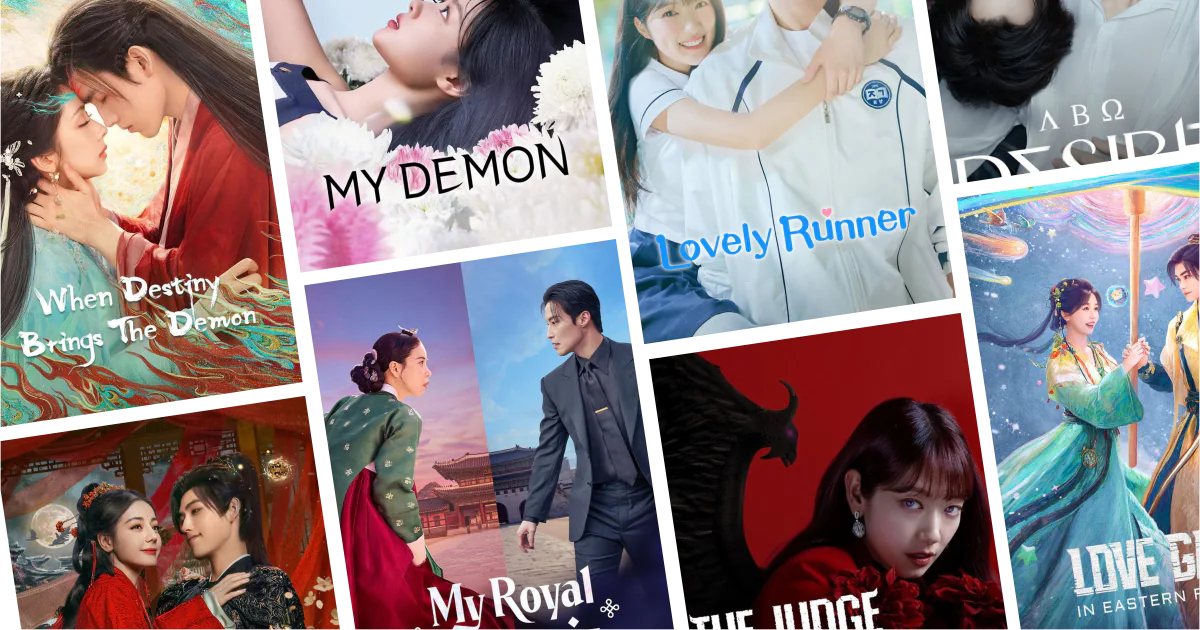 Collage of eight romantic fantasy series posters from 30 Romantic Fantasy Series to Watch