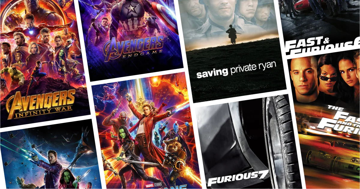 Collage of eight movies and TV series posters from 30 Vin Diesel Movies and Series to Watch: Fast cars, action, and explosive franchise hits
